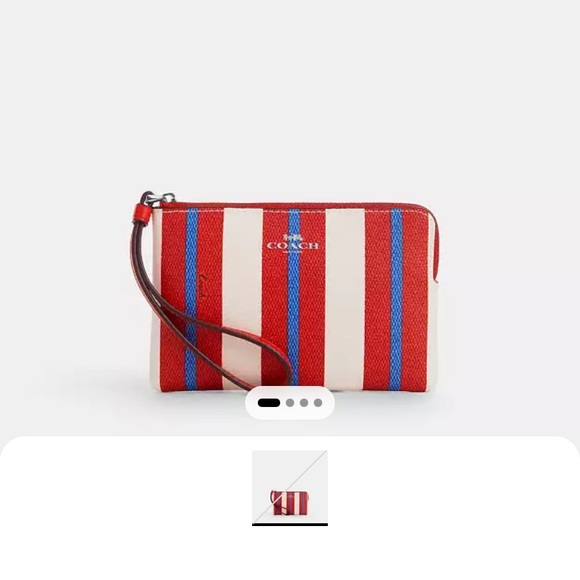 COACH Corner Zip Wristlet With Stripe Print - Picture 7 of 9